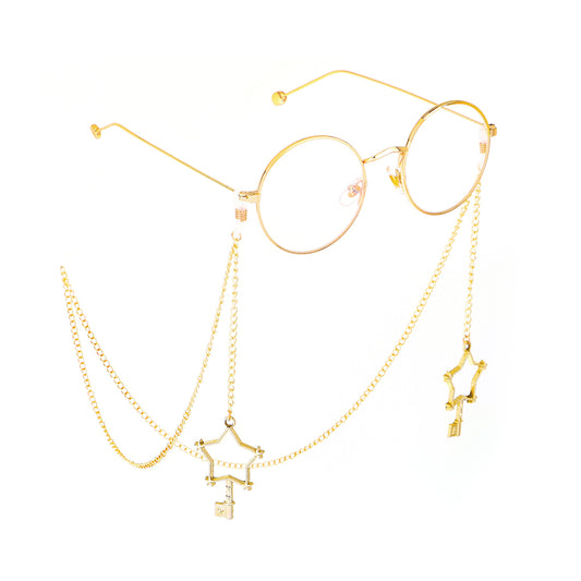 Golden glasses + glasses chain PL30019