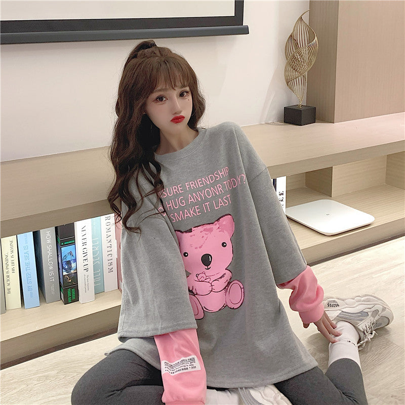 Chic Long Sleeve Bear Tee PL52464