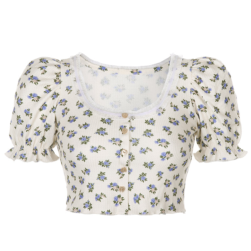 Vintage Square Neck Short Sleeve T-Shirt PL52388