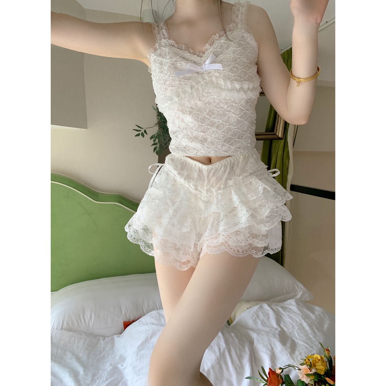 White Lace Shorts PL52650
