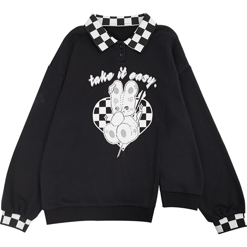 Checkerboard POLO Neck Sweatshirt PL21146