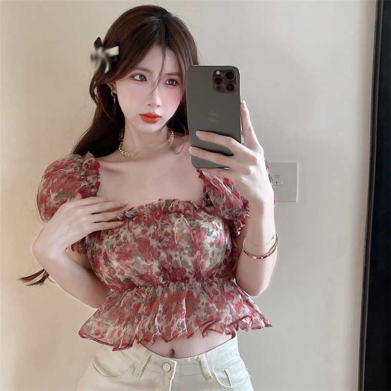 floral short-sleeved shirt PL52394