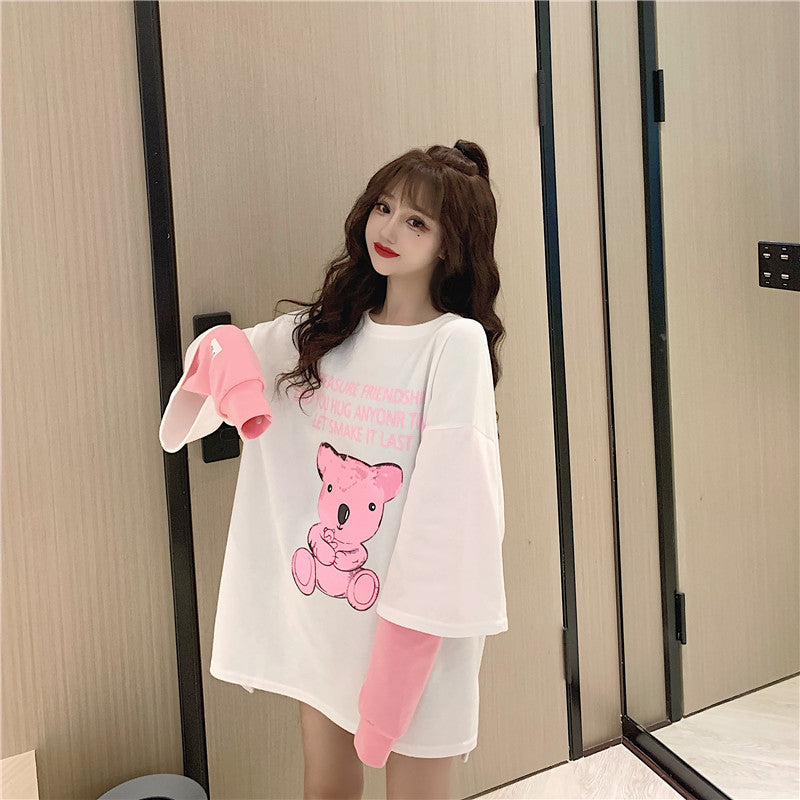 Chic Long Sleeve Bear Tee PL52464