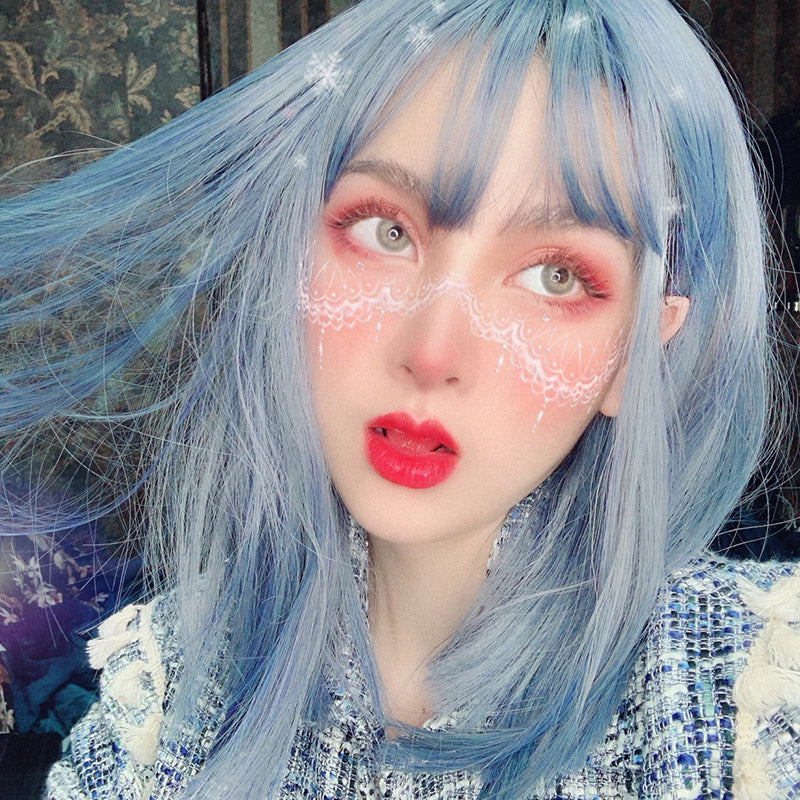Gray-blue wig PL21055