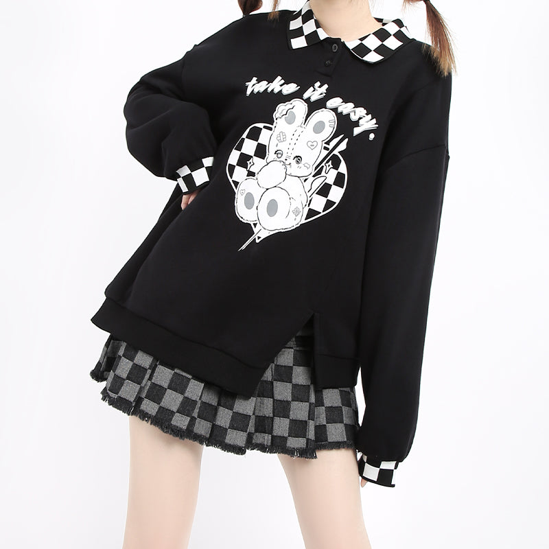 Checkerboard POLO Neck Sweatshirt PL21146