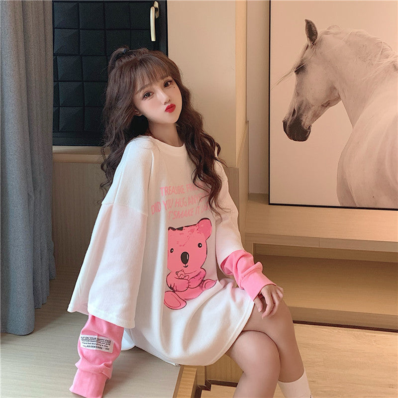 Chic Long Sleeve Bear Tee PL52464
