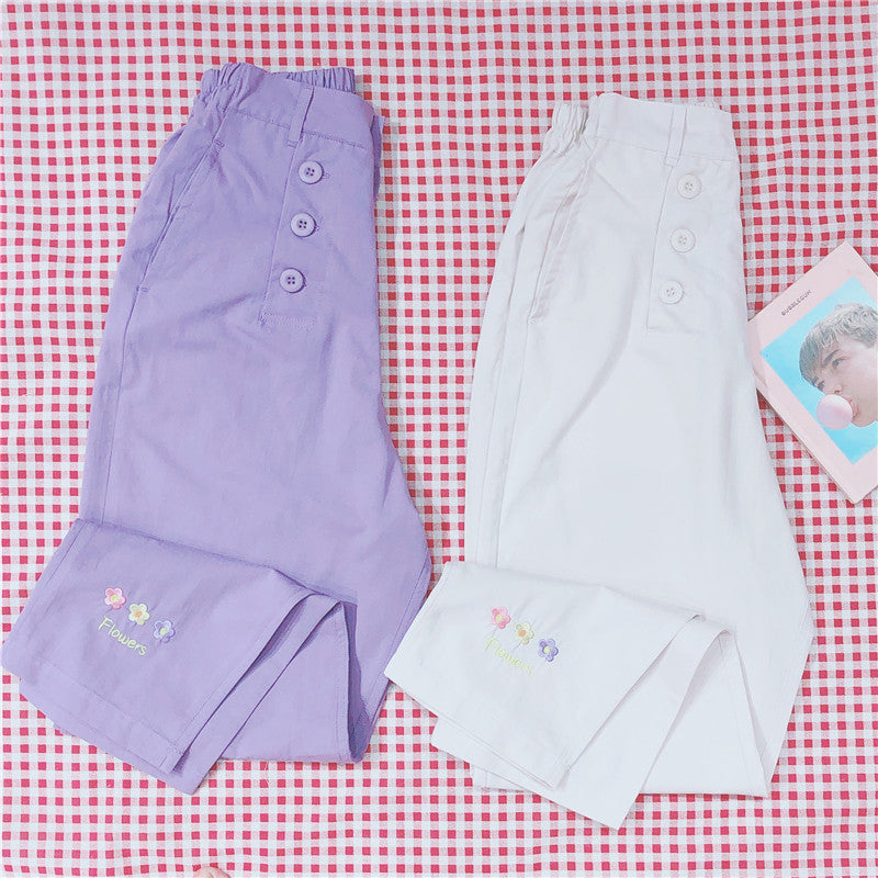 Embroidered casual pants PL20639