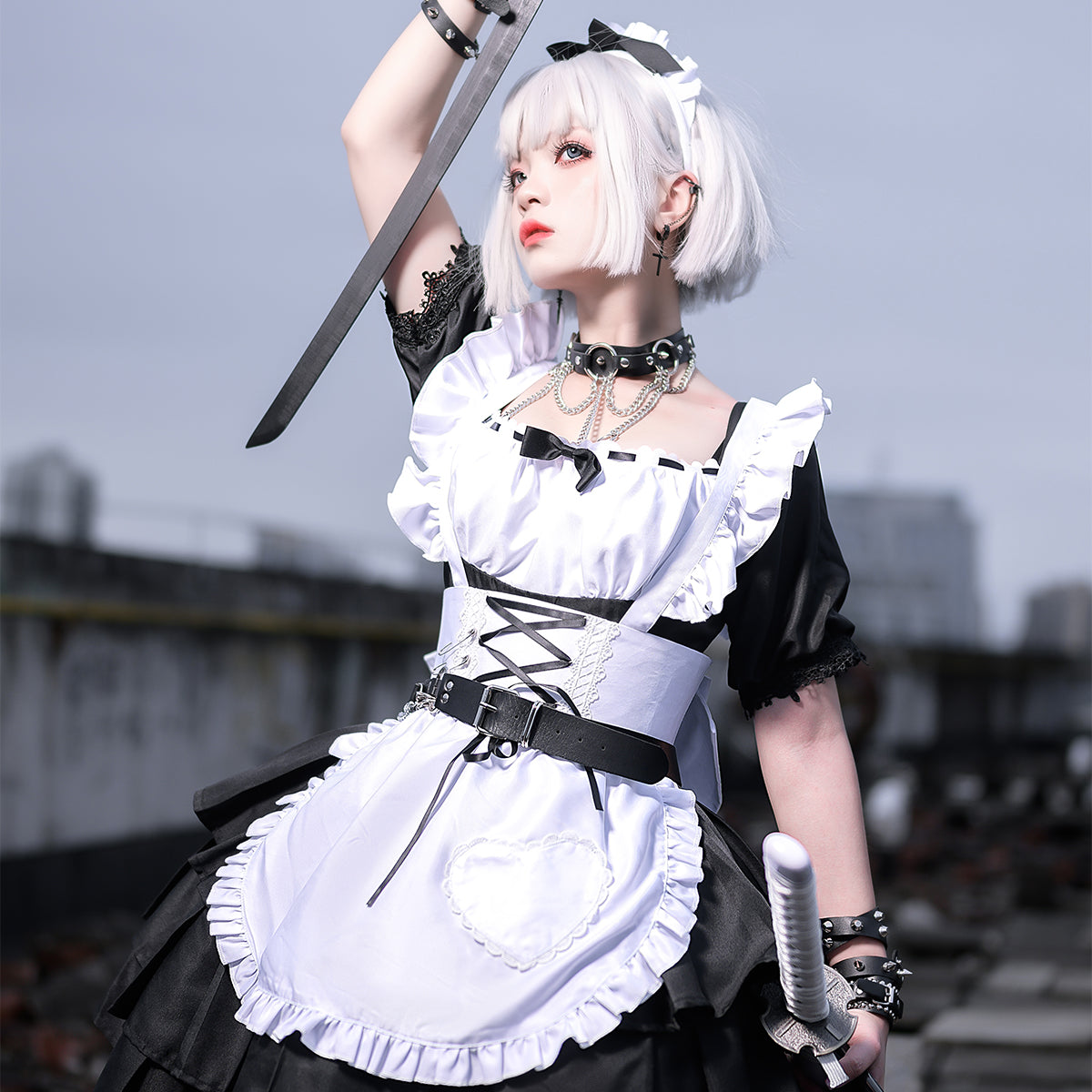 Black and white maid suit PL52422