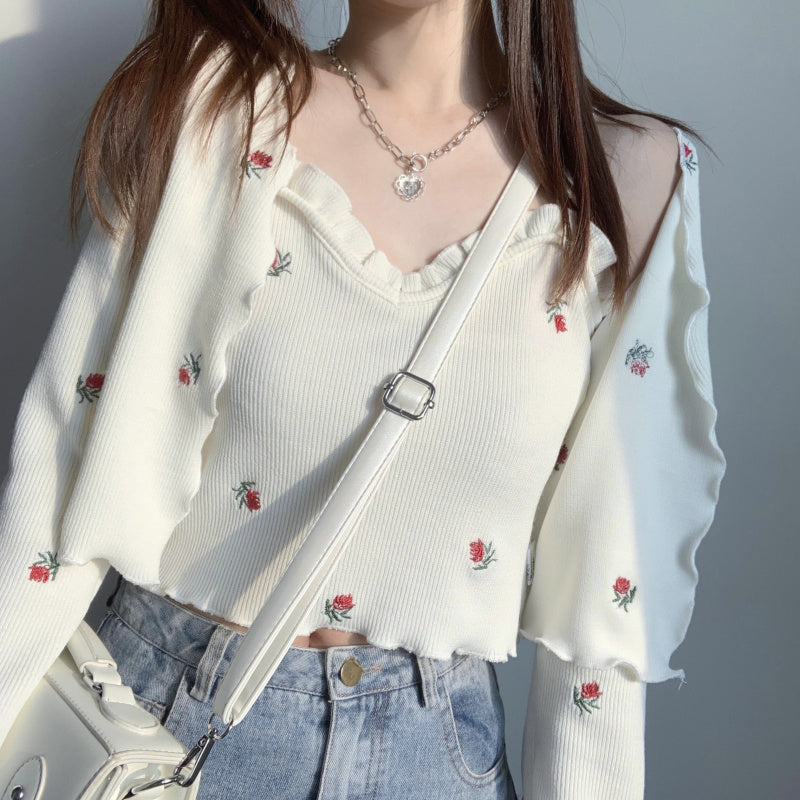 Sunscreen Embroidered Sling Cardigan (Two-Piece Set )PL52220