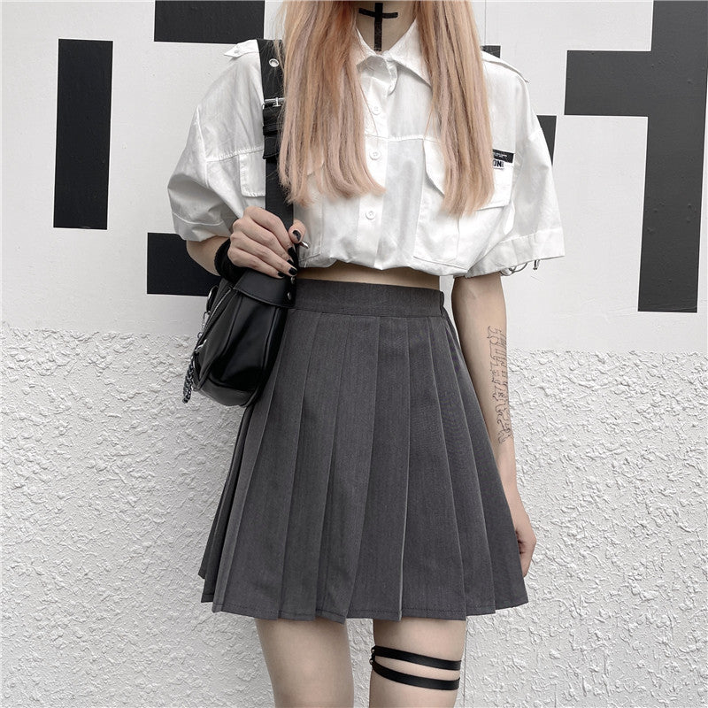 Harajuku Grey Pleated Skirt PL52435