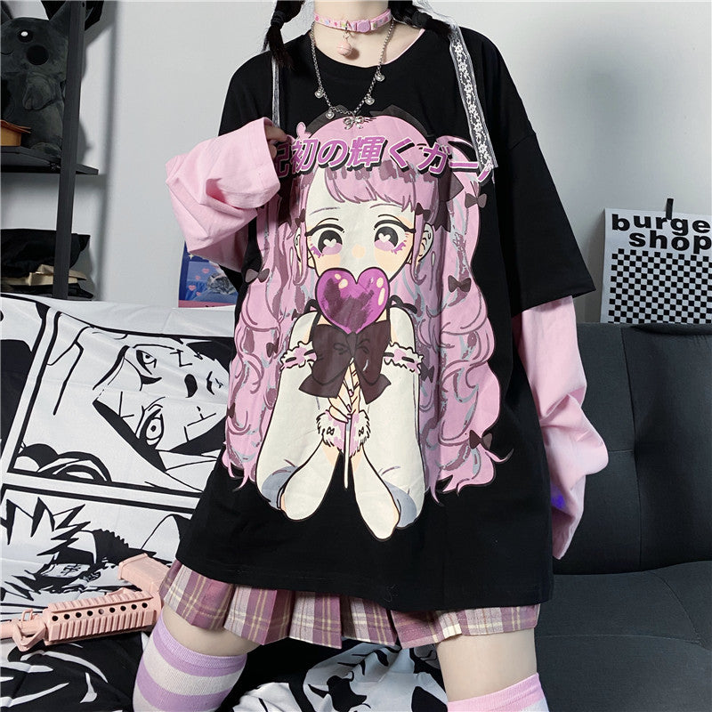 Harajuku print long sleeve T-shirt PL50801