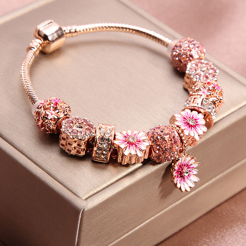 Pink Daisy Flower Bracelet PL52319