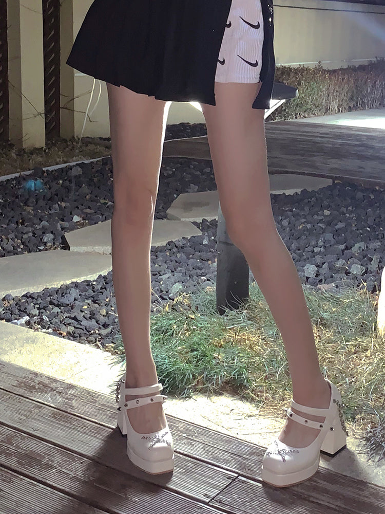 solid color chunky high heels PL52250
