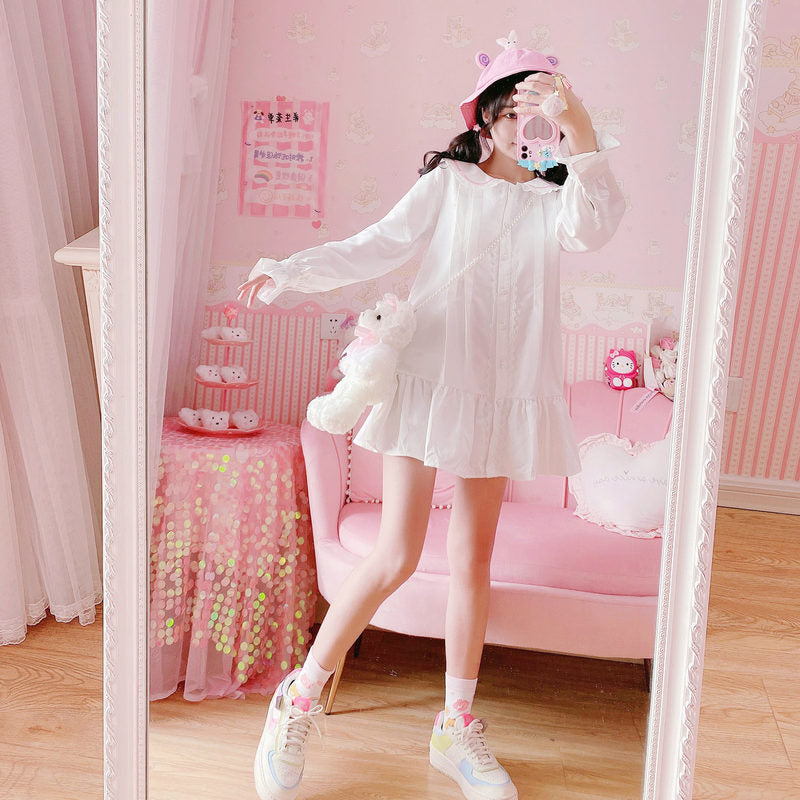 white cardigan dress PL52499
