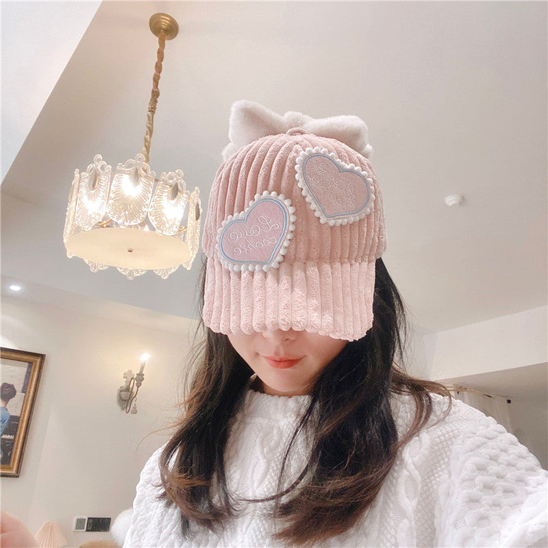 Cute peach heart peaked cap PL52722