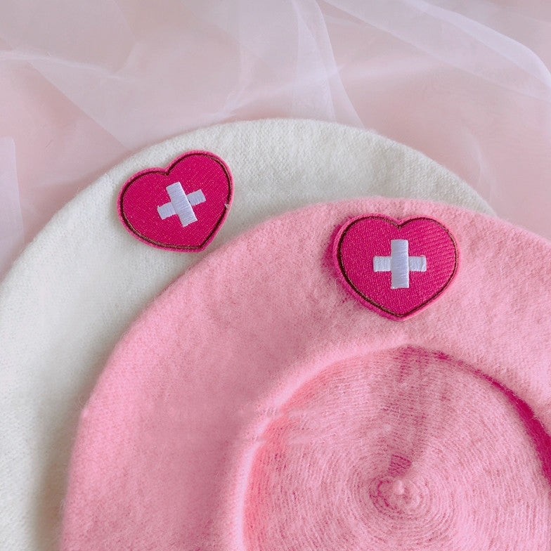 Pink Embroidered Beret PL52561