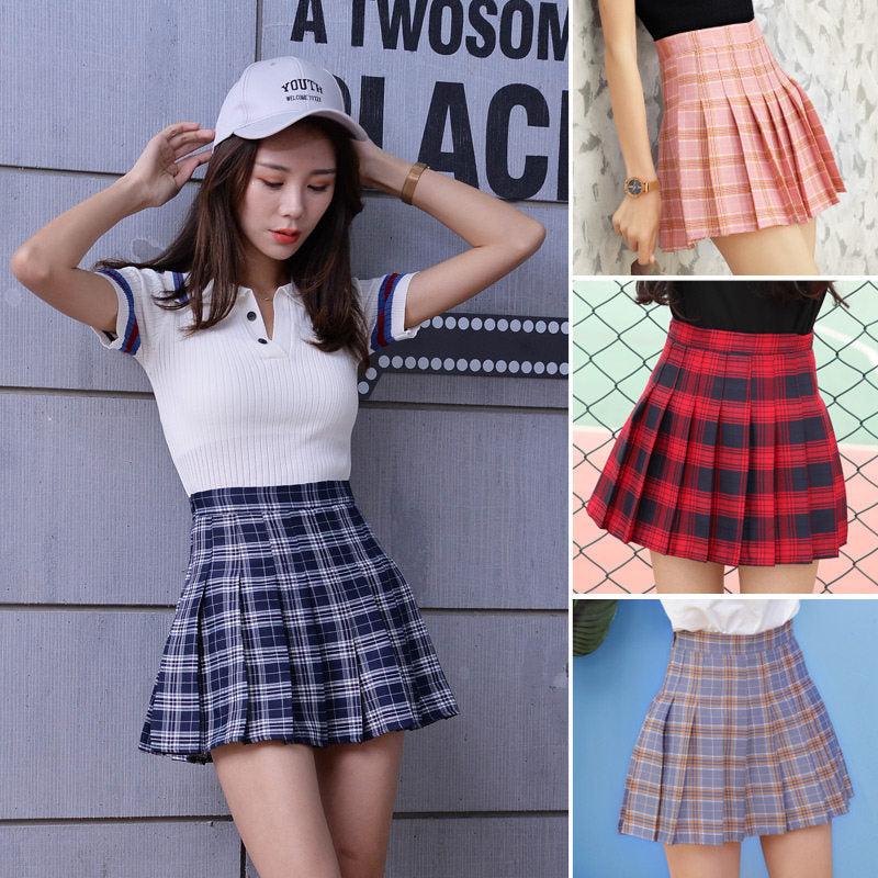 Lolita Plaid High Waist Zip Skirt PL20157