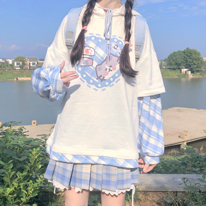 Cute hooded fake two-piece jacket PL51008