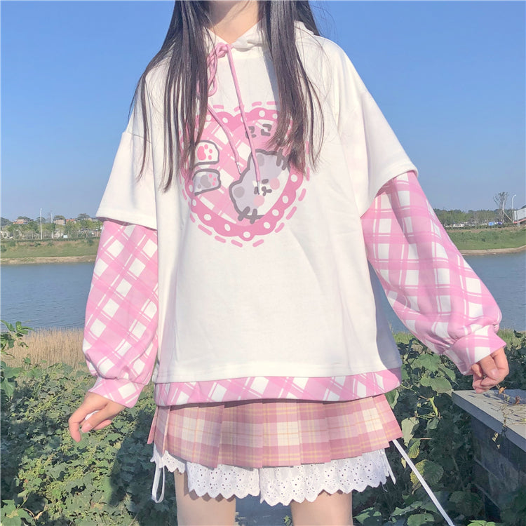 Cute hooded fake two-piece jacket PL51008