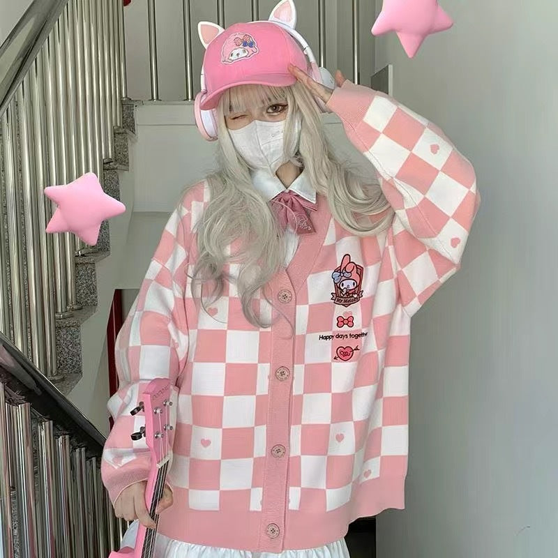 Plaid Anime Knit Sweater PL52125