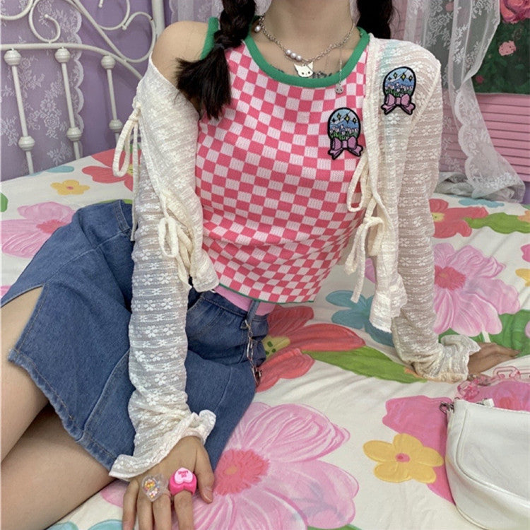 Pink Check Camisole PL52690
