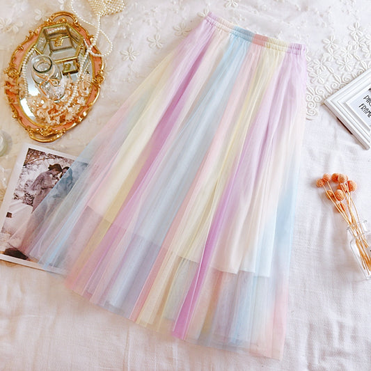 Rainbow mesh skirt PL21129