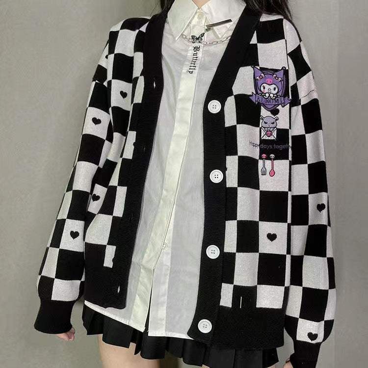 Plaid Anime Knit Sweater PL52125