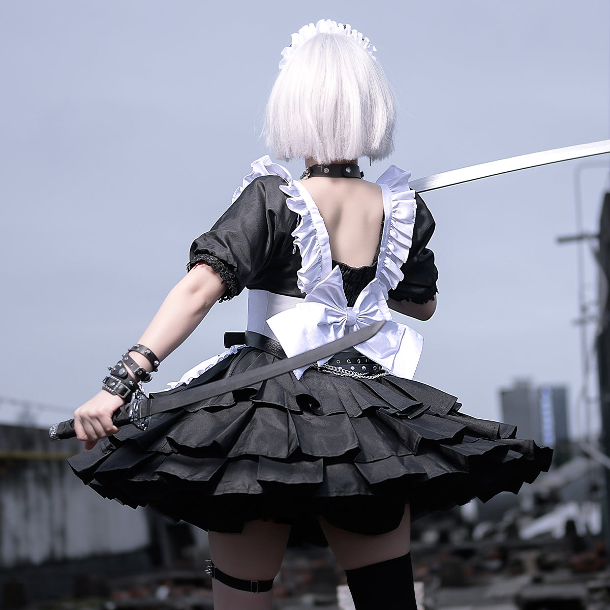 Black and white maid suit PL52422
