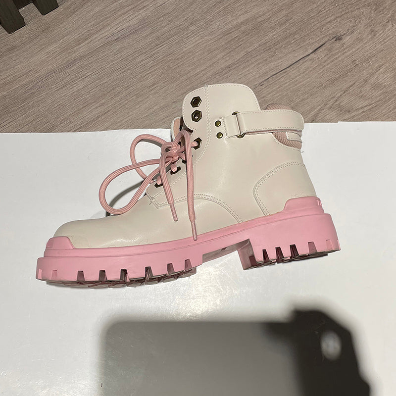 Pink short barrel Martin boots PL52531
