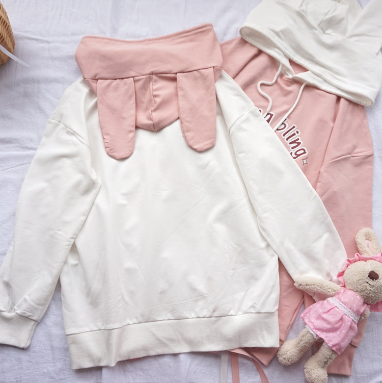 Rabbit ear strap hooded sweater PL20076