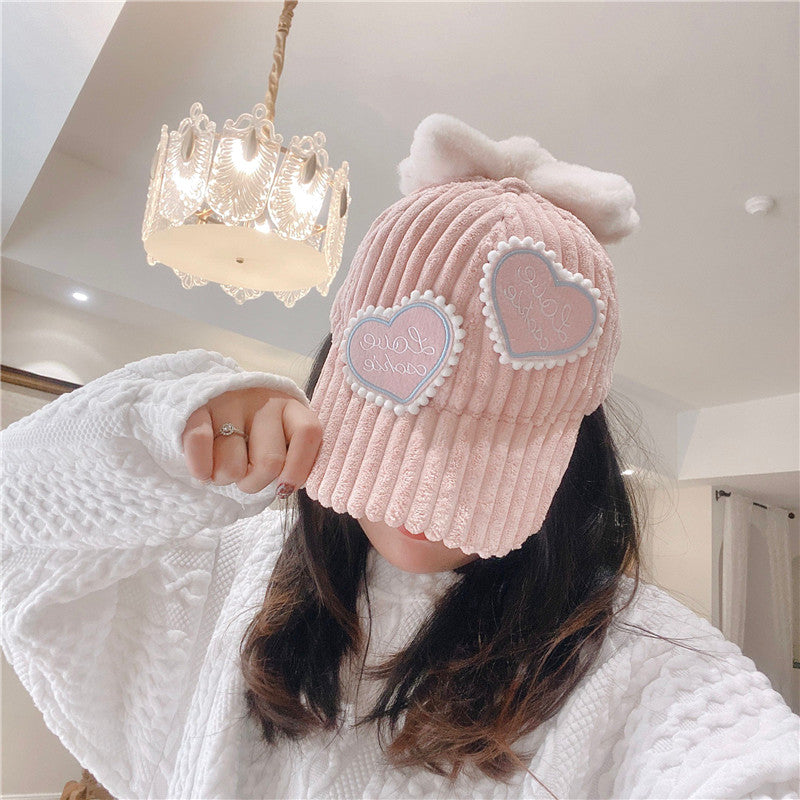 Cute peach heart peaked cap PL52722