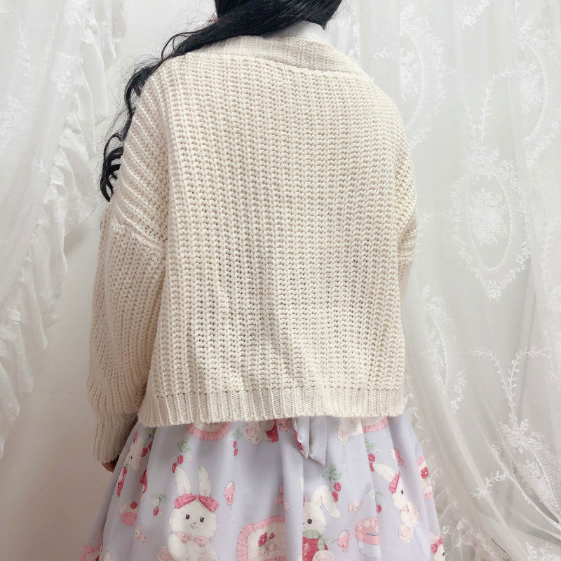 Cute bow knit coat PL21076