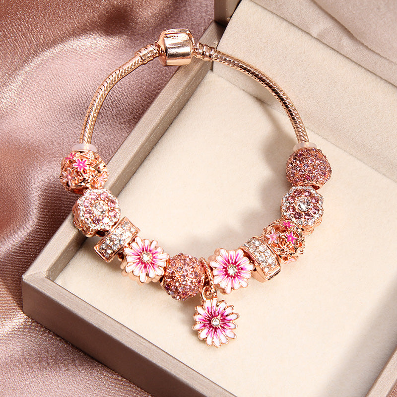 Pink Daisy Flower Bracelet PL52319