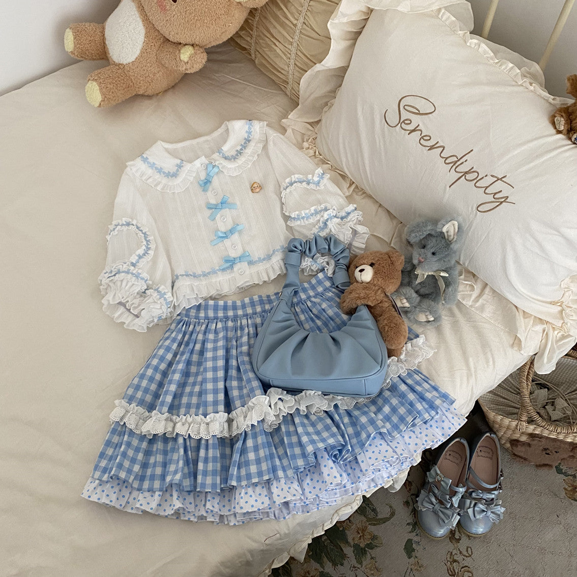 blue plaid skirt PL52226