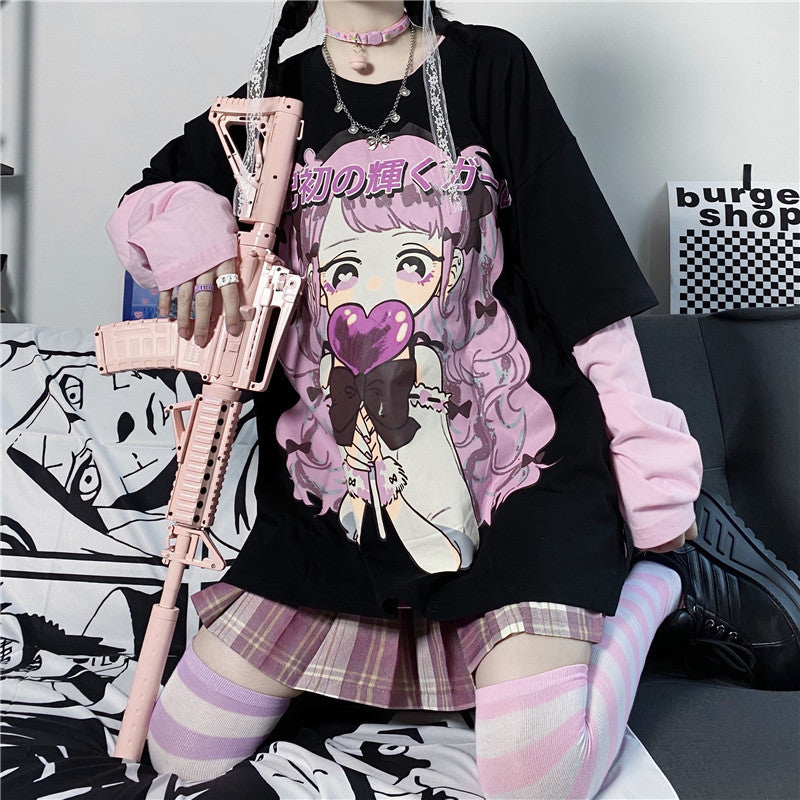 Harajuku print long sleeve T-shirt PL50801
