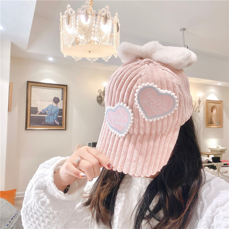 Cute peach heart peaked cap PL52722