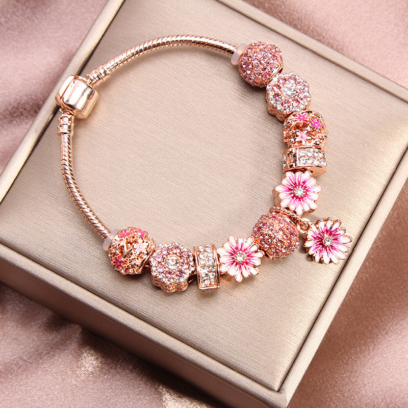 Pink Daisy Flower Bracelet PL52319