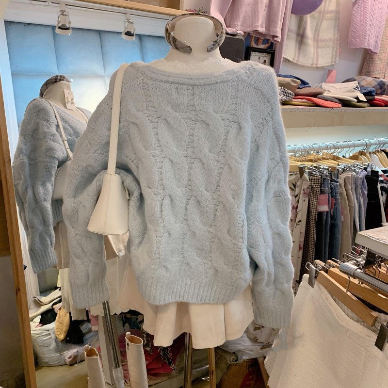Blue V-Neck Sweater PL52681