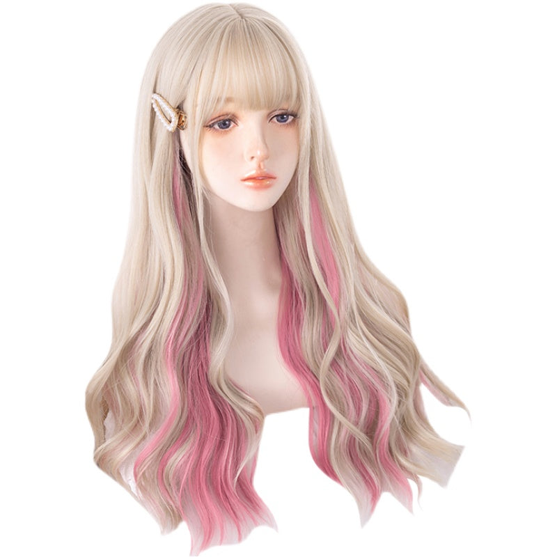 Gold powder gradient long wig wig PL52256
