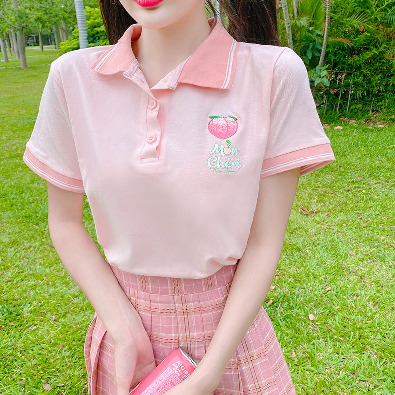 Pink T-shirt + pleated skirt two-piece set PL52282