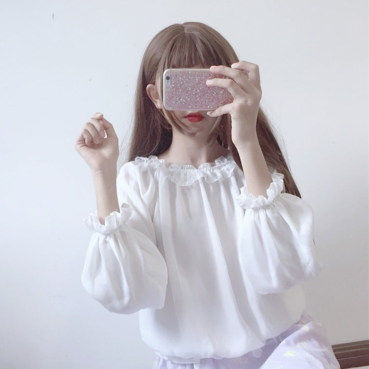 Lace long sleeve chiffon shirt PL20088