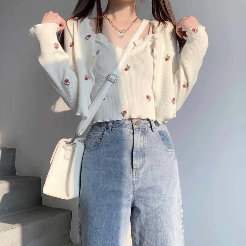 Sunscreen Embroidered Sling Cardigan (Two-Piece Set )PL52220