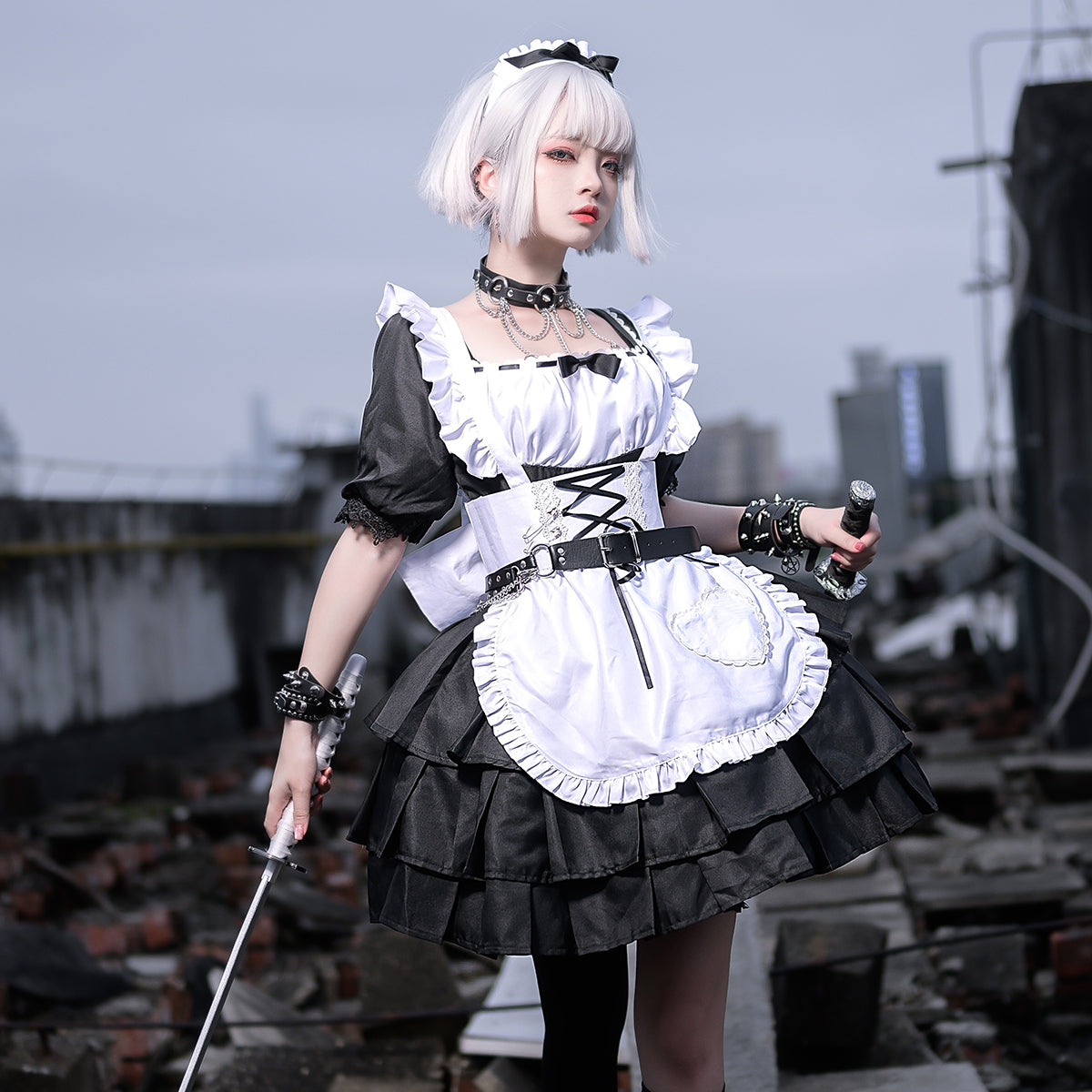 Black and white maid suit PL52422