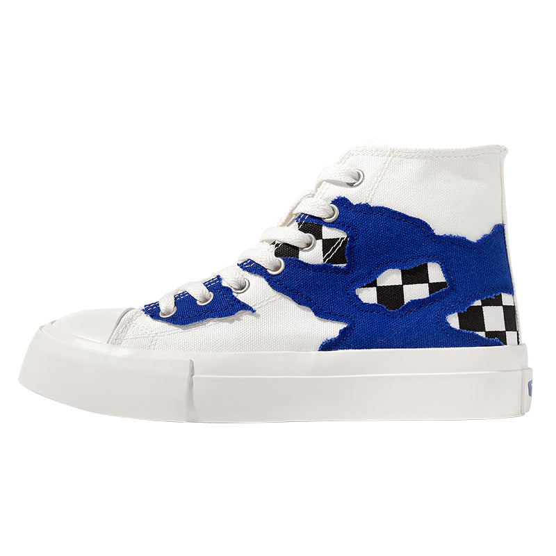 blue and white high-top canvas shoes PL52578