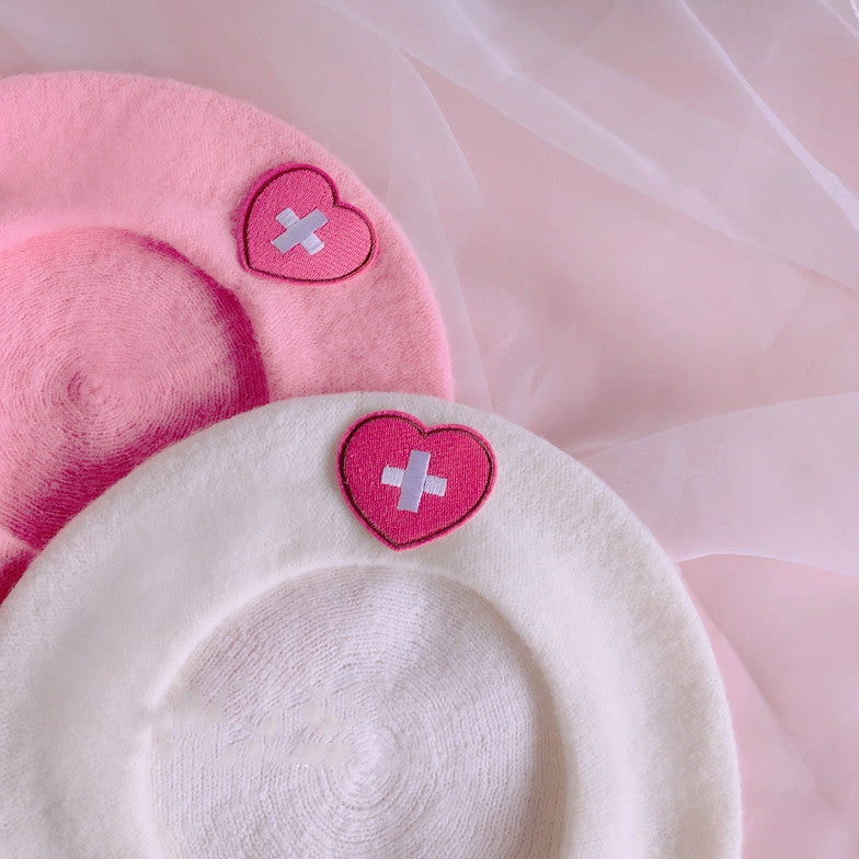 Pink Embroidered Beret PL52561