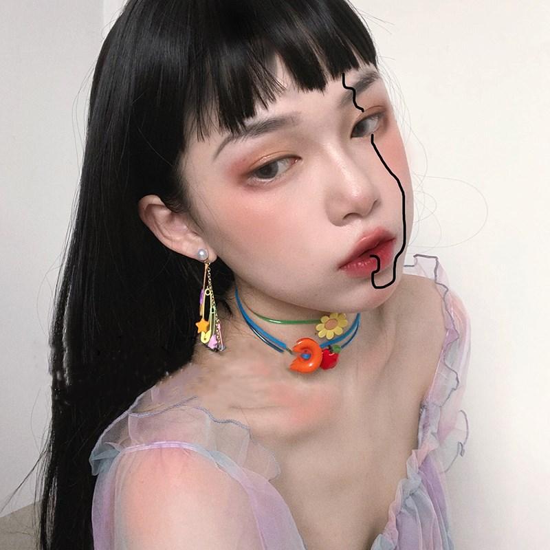 Rainbow pin long earrings PL51401