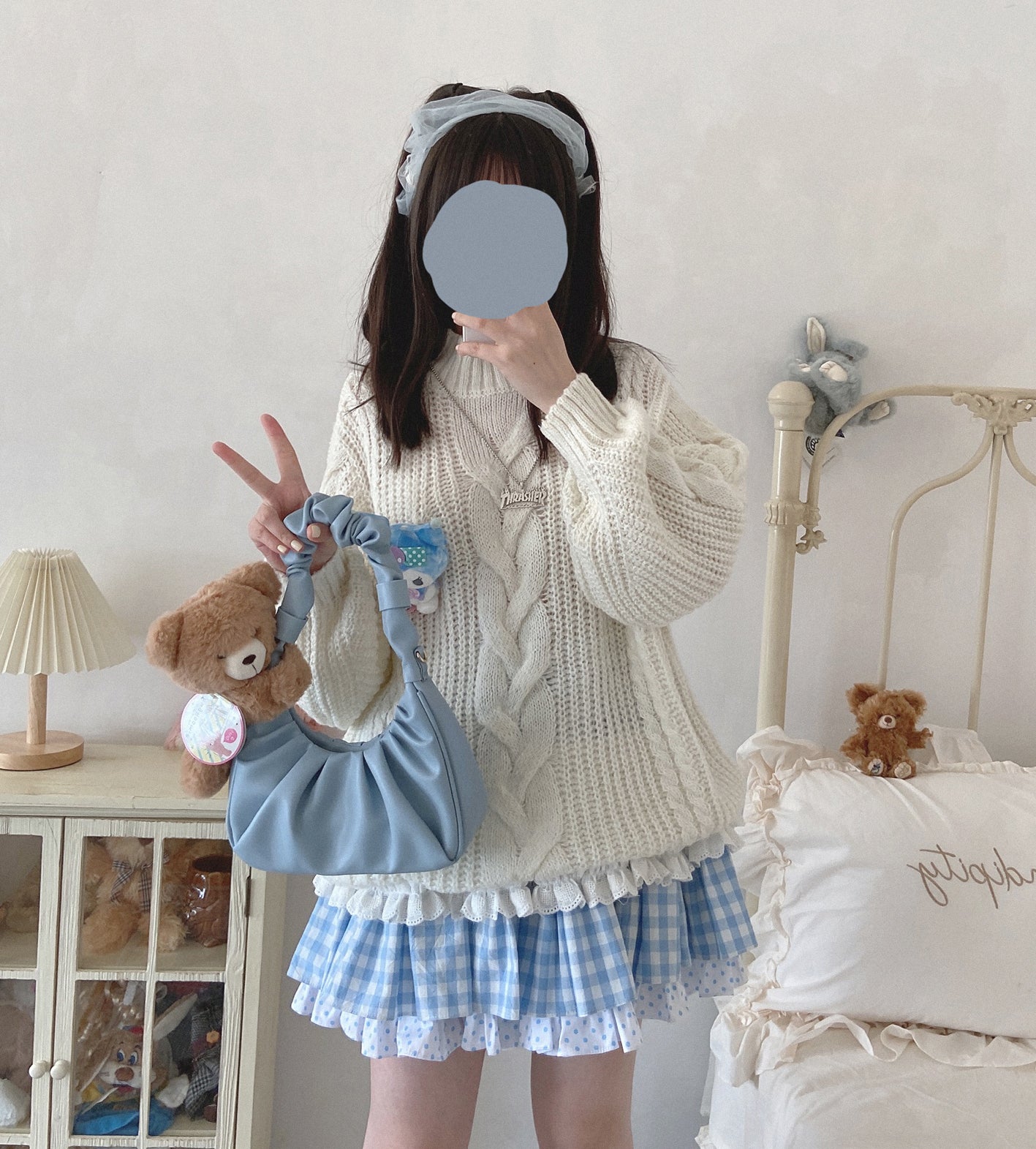 blue plaid skirt PL52226