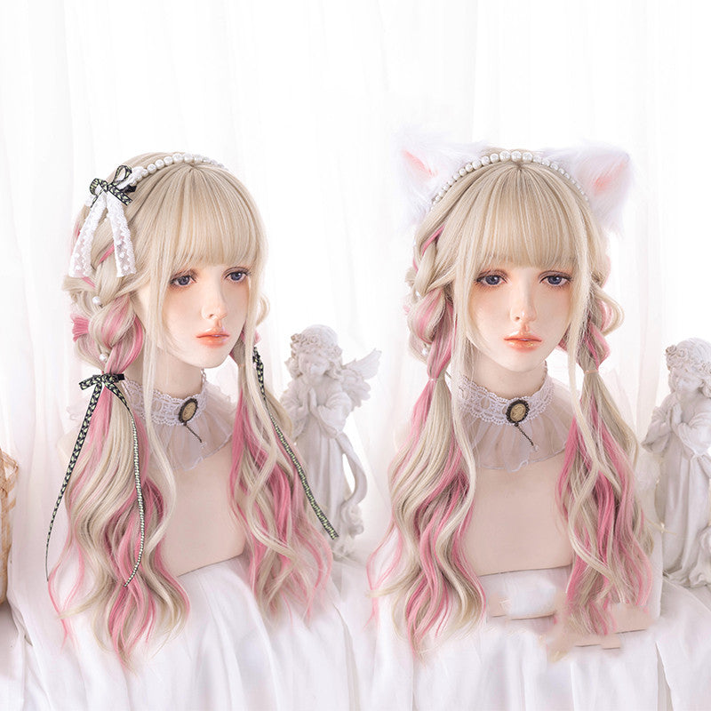 Gold powder gradient long wig wig PL52256