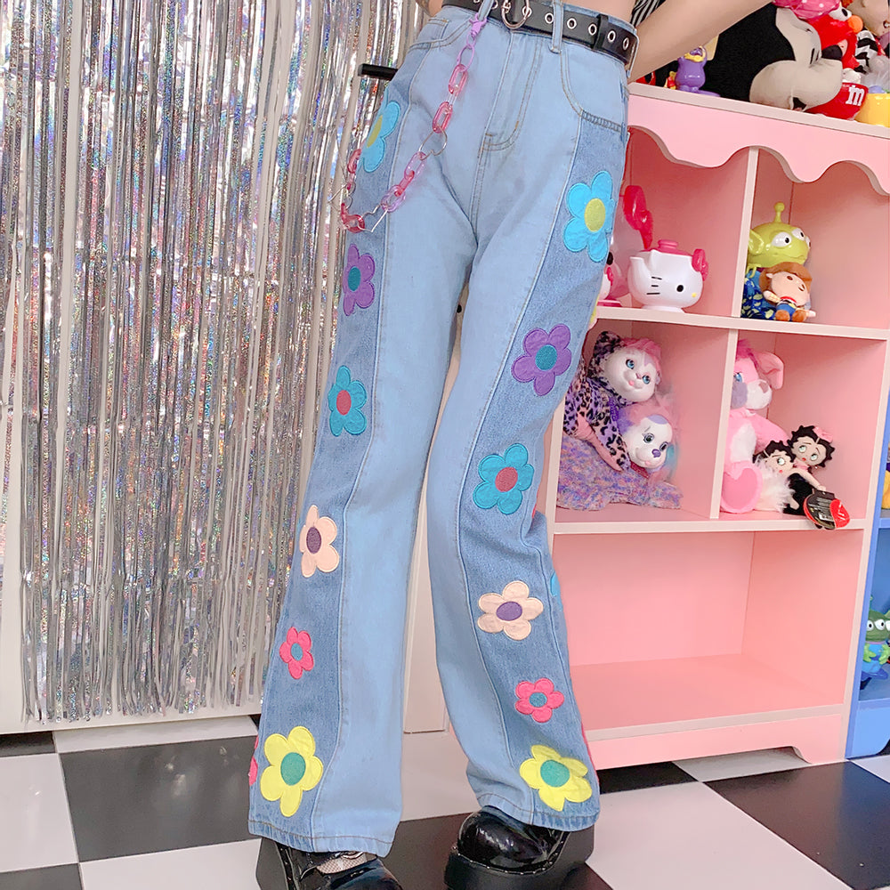 chic floral print jeans PL52710