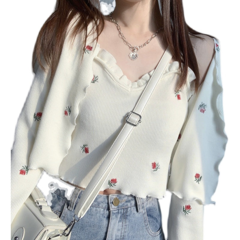 Sunscreen Embroidered Sling Cardigan (Two-Piece Set )PL52220